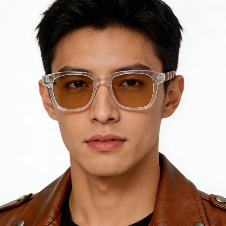 Lunettes de soleil rectangulaires en plastique transparent #BS2503-0166