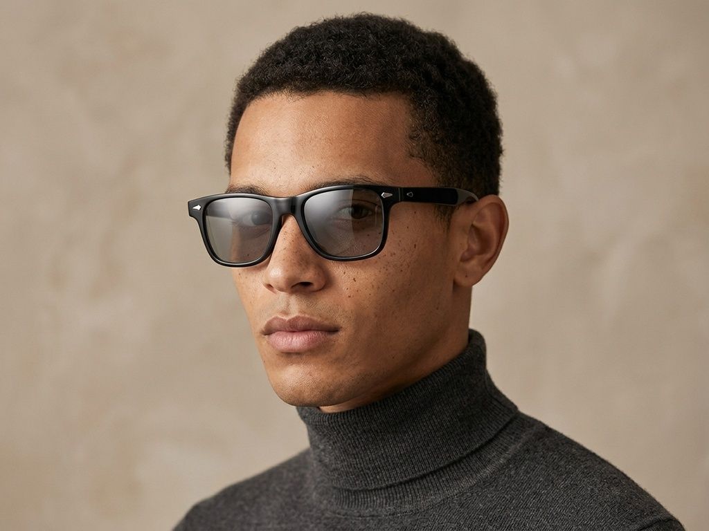 Rectangular Black Plastic Sunglasses #BS2503-0168