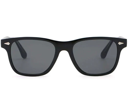 Lunettes de soleil rectangulaires en plastique noir #BS2503-0168
