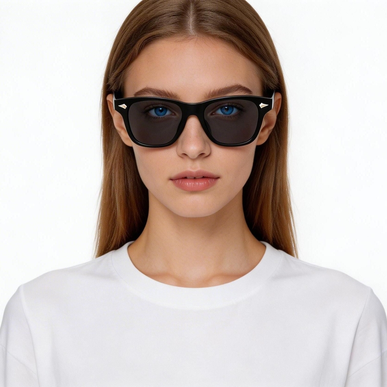 Rectangular Black Plastic Sunglasses #BS2503-0168