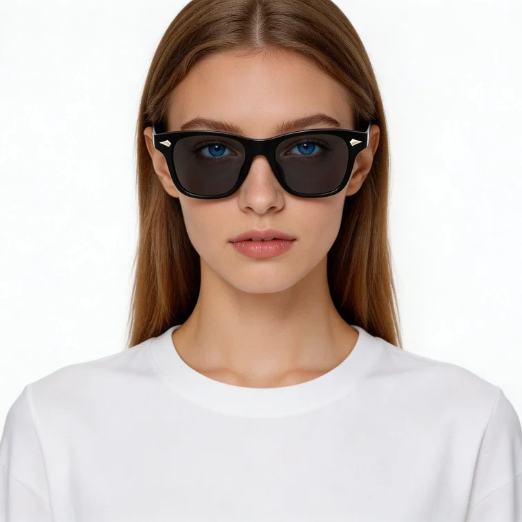 Rectangular Black Plastic Sunglasses #BS2503-0168