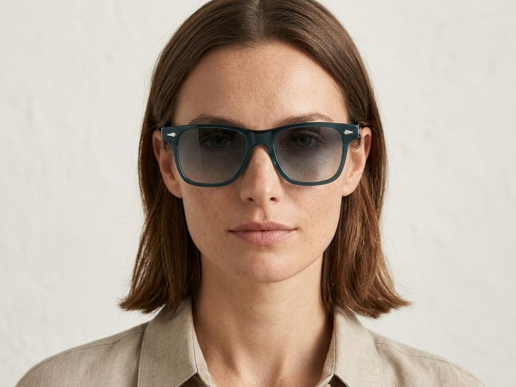 Gafas de sol rectangulares de plástico azul #BS2503-0170