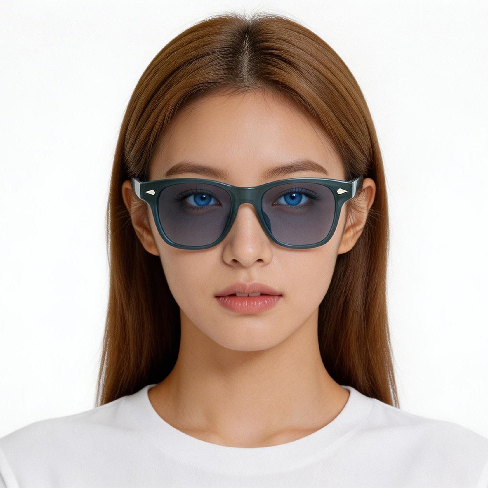 Gafas de sol rectangulares de plástico azul #BS2503-0170