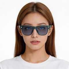 Gafas de sol rectangulares de plástico azul #BS2503-0170