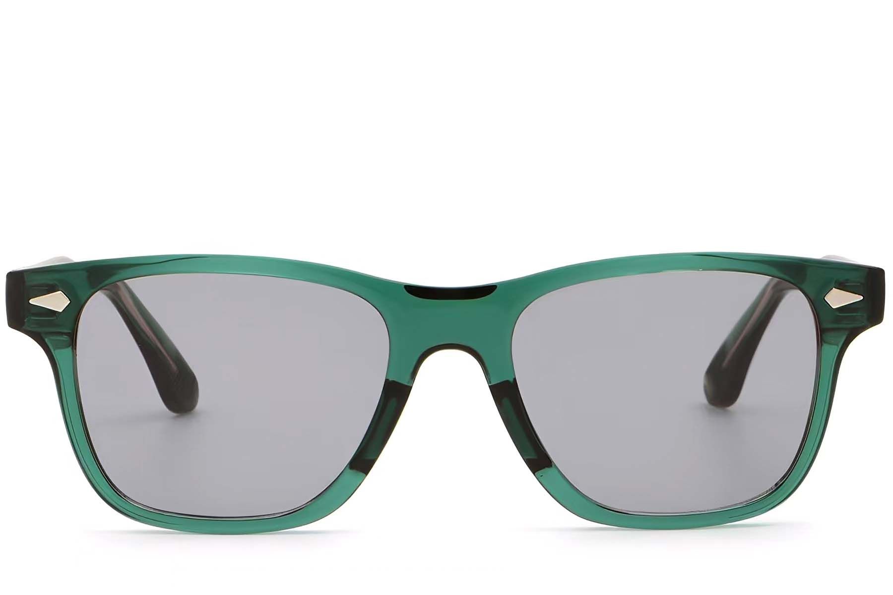 Rectangular Green Plastic Sunglasses #BS2503-0171