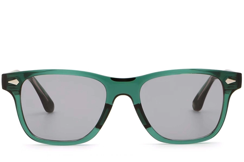 Rectangular Green Plastic Sunglasses #BS2503-0171