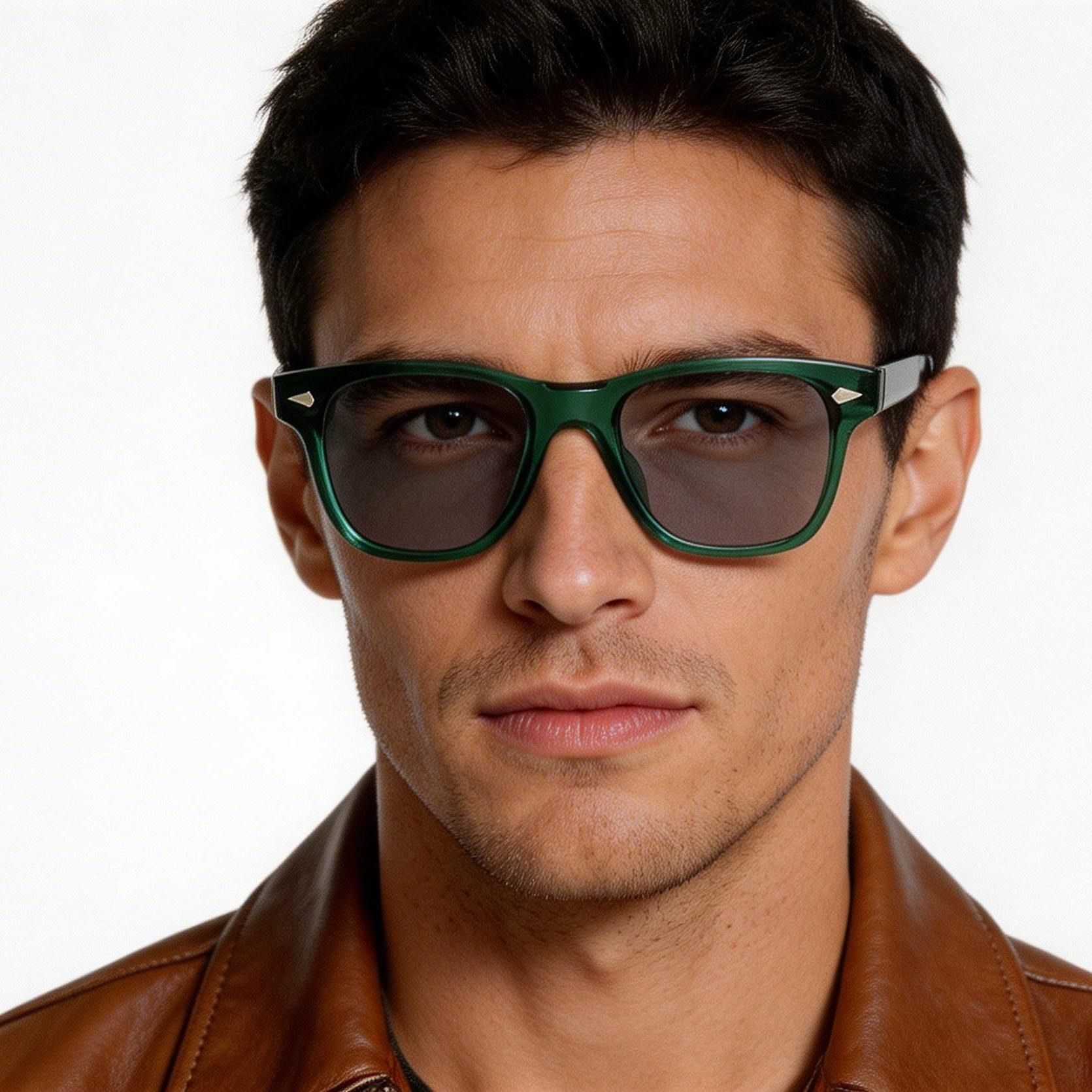 Rectangular Green Plastic Sunglasses #BS2503-0171 - US display picture 1