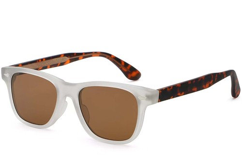 Lunettes de soleil rectangulaires en plastique gris #BS2503-0172