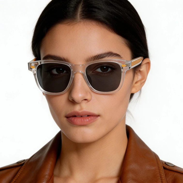 Gafas de sol rectangulares de plástico transparente #BS2503-0173
