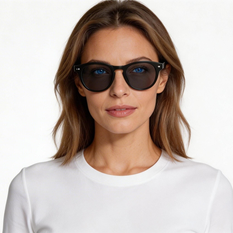 Oval Black Plastic Sunglasses #BS2503-0174