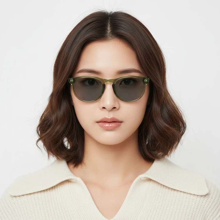 Ovale grüne Kunststoff-Sonnenbrille #BS2503-0178