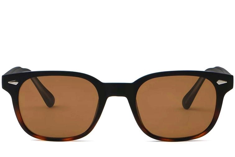 Rechteckige Schildpatt-Sonnenbrille aus Kunststoff #BS2503-0181