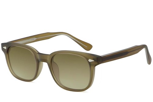 Rectangular Green Plastic Sunglasses #BS2503-0182