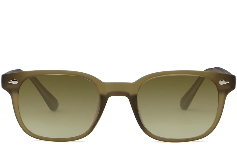 Rectangular Green Plastic Sunglasses #BS2503-0182
