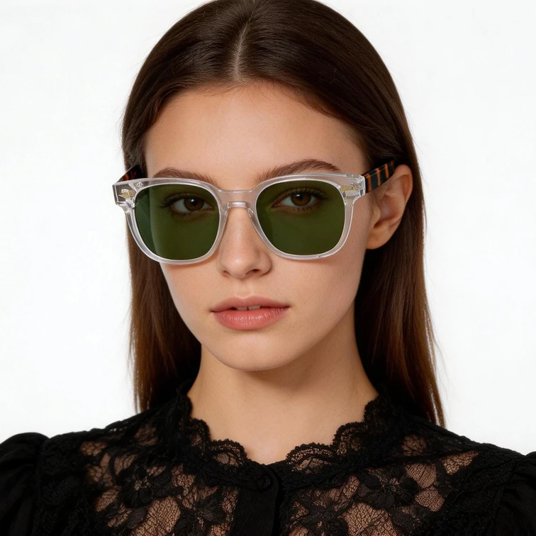 Gafas de sol rectangulares de plástico transparente #BS2503-0185