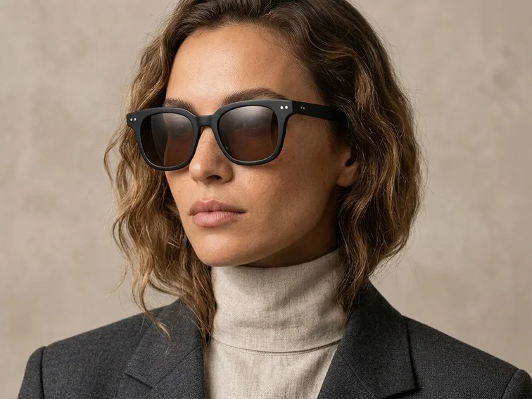 Rectangular Black Plastic Sunglasses #BS2503-0186