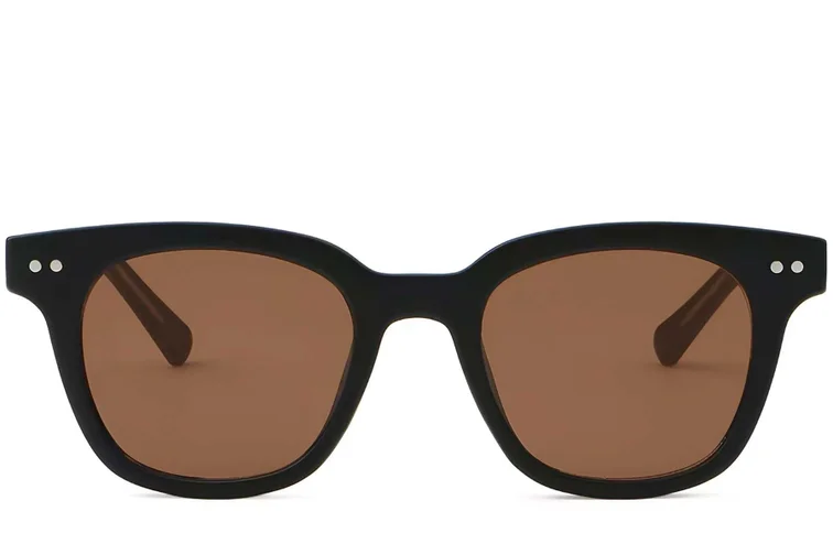 Rechteckige Sonnenbrille aus schwarzem Kunststoff #BS2503-0186