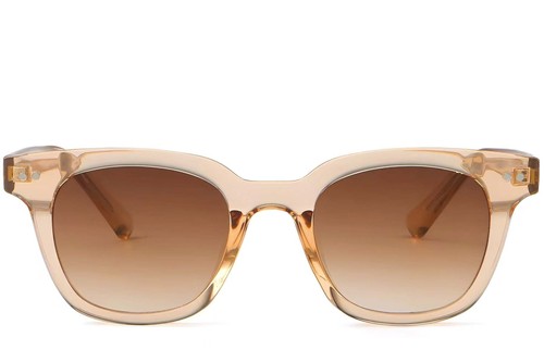 Lunettes de soleil rectangulaires en plastique marron #BS2503-0187