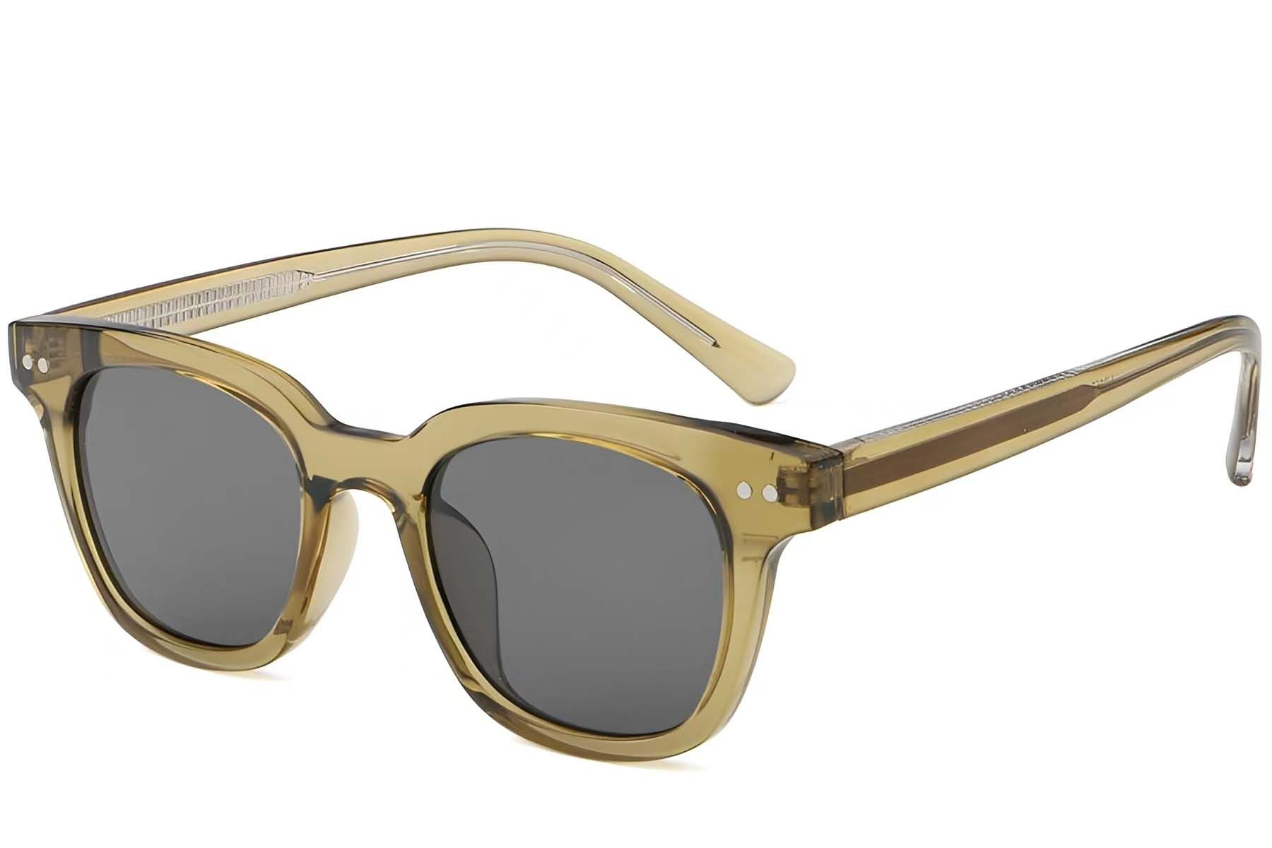 Rectangular Green Plastic Sunglasses #BS2503-0188