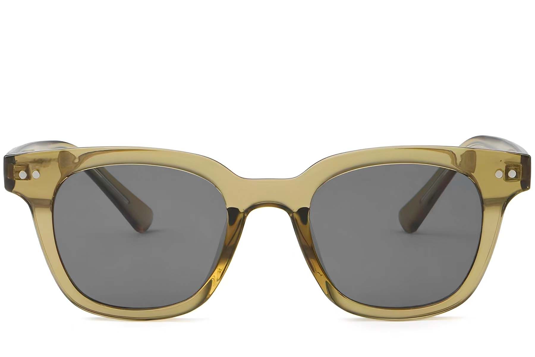 Rectangular Green Plastic Sunglasses #BS2503-0188