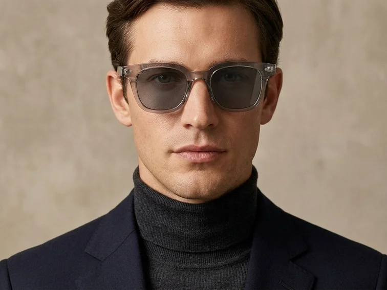Rectangular Grey Plastic Sunglasses #BS2503-0190