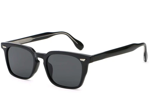 Rechteckige schwarze Kunststoff-Sonnenbrille #BS2503-0191