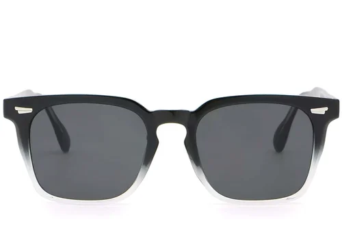 Lunettes de soleil rectangulaires en plastique noir #BS2503-0192