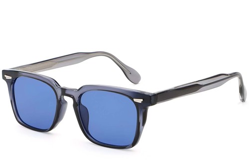 Gafas de sol rectangulares de plástico azul #BS2503-0194