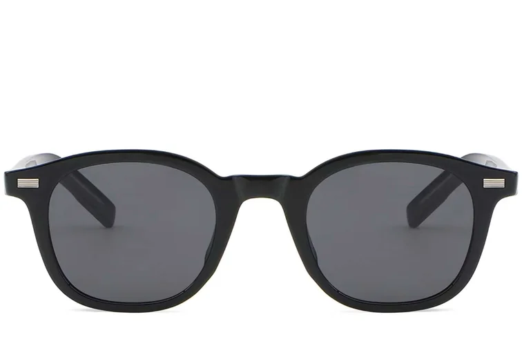 Lunettes de soleil ovales en plastique noir #BS2503-0197