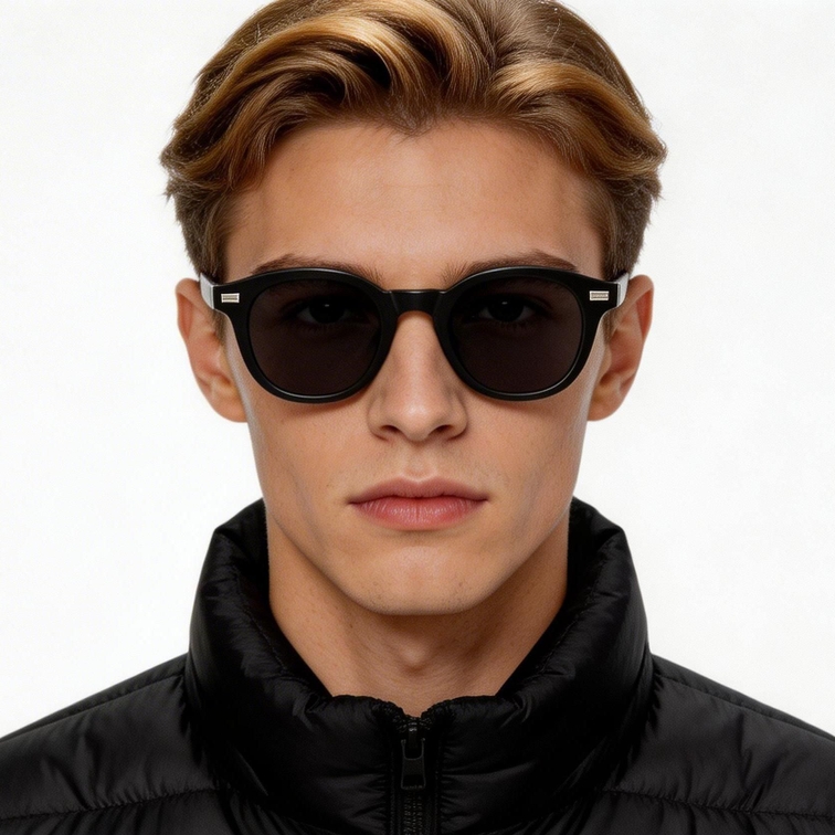 Oval Black Plastic Sunglasses #BS2503-0197