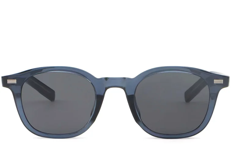 Lunettes de soleil ovales en plastique bleu #BS2503-0199