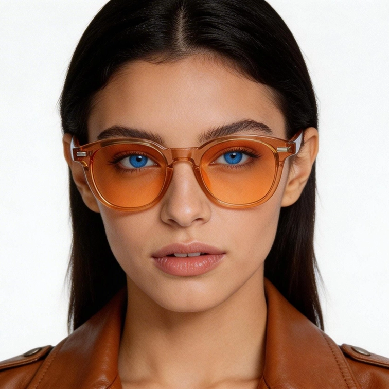 Ovale orangefarbene Kunststoff-Sonnenbrille #BS2503-0200