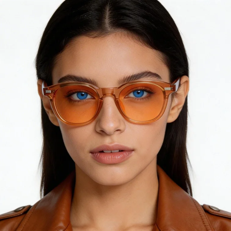 Lunettes de soleil ovales en plastique orange #BS2503-0200