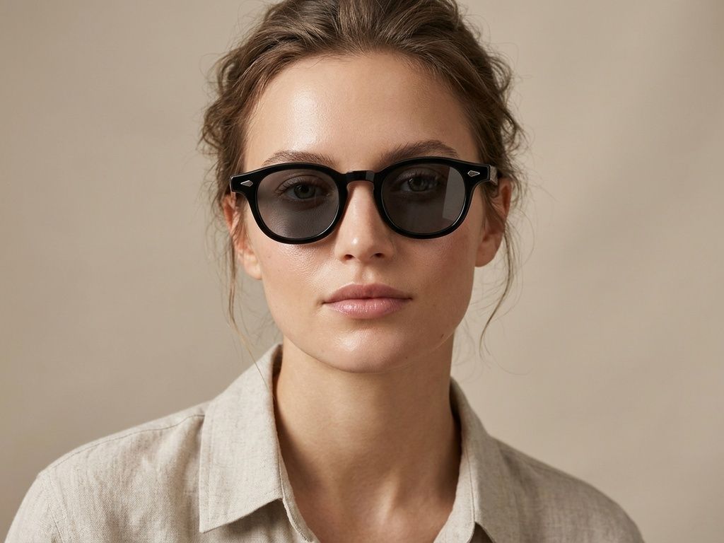 Lunettes de soleil ovales en plastique noir #BS2503-0202
