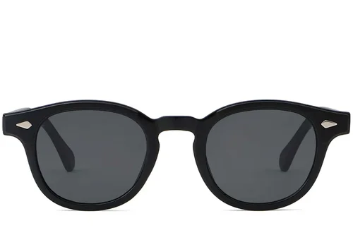 Lunettes de soleil ovales en plastique noir #BS2503-0202