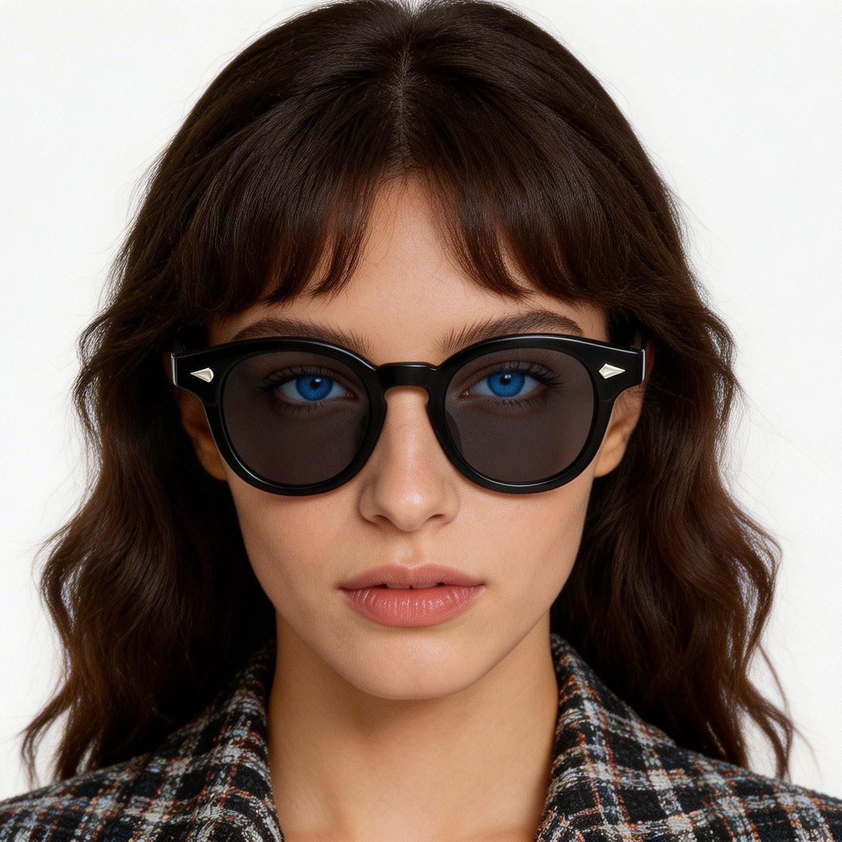 Gafas de sol ovaladas de plástico negro # BS2503-0202