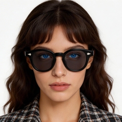 Gafas de sol ovaladas de plástico negro # BS2503-0202