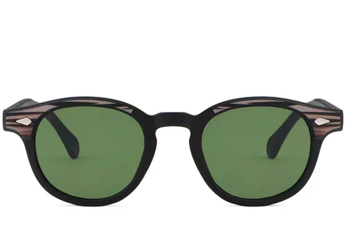 Lunettes de soleil ovales en plastique noir #BS2503-0206