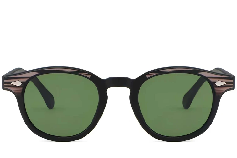 Gafas de sol ovaladas de plástico negro # BS2503-0206