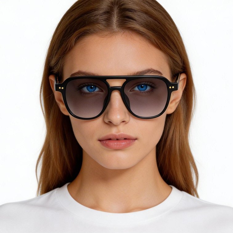Occhiali da sole modello aviatore in plastica nera #BS2503-0207