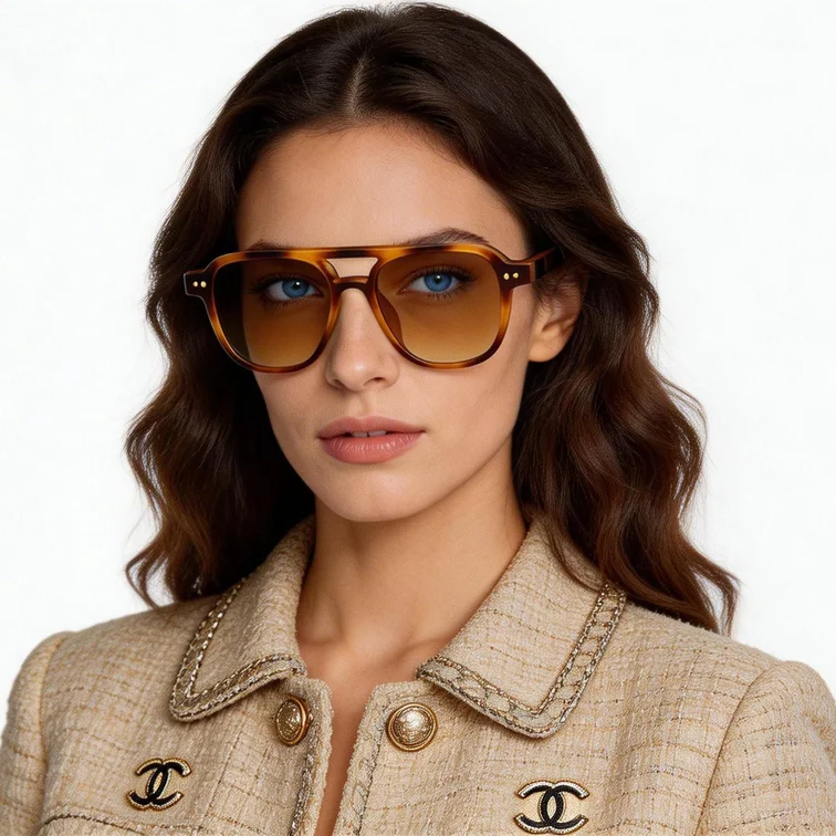 Aviator Tortoiseshell Plastic Sunglasses #BS2503-0208
