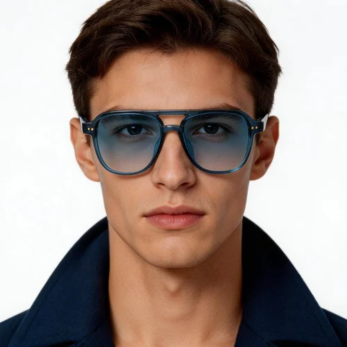 Lunettes de soleil aviateur en plastique bleu #BS2503-0212