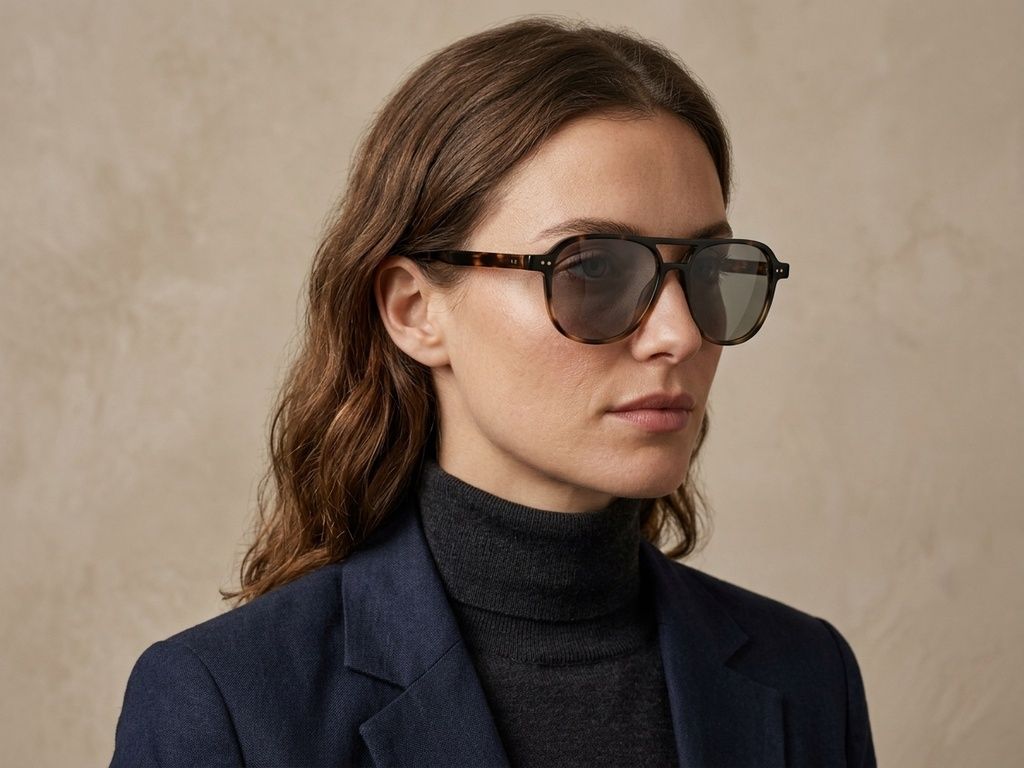 Gafas de sol de plástico estilo aviador con diseño de carey # BS2503-0213