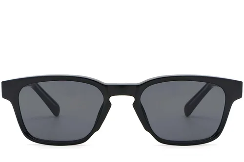 Lunettes de soleil rectangulaires en plastique noir #BS2503-0214