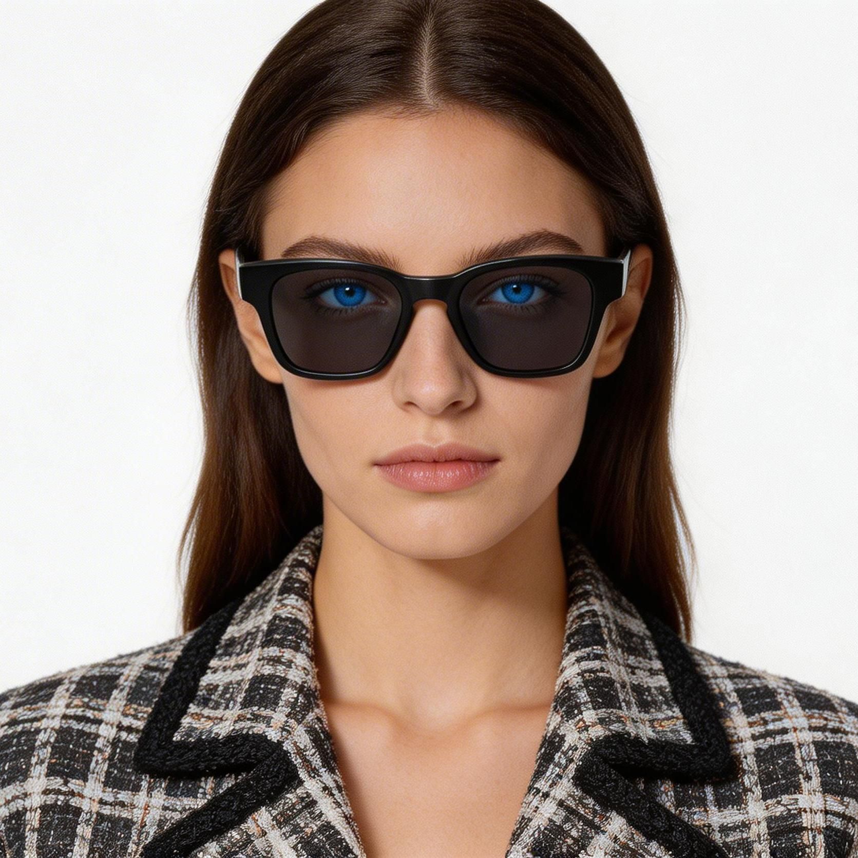 Rectangular Black Plastic Sunglasses #BS2503-0214