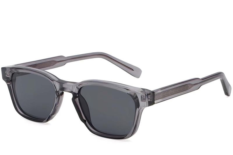 Rectangular Grey Plastic Sunglasses #BS2503-0218