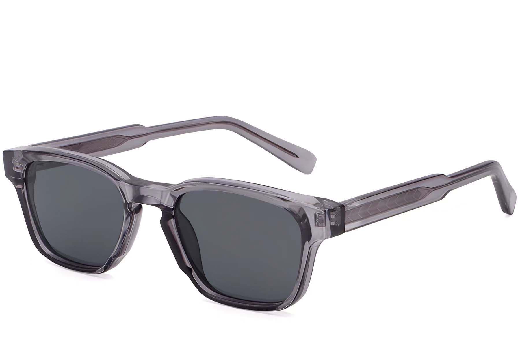 Rectangular Grey Plastic Sunglasses #BS2503-0218