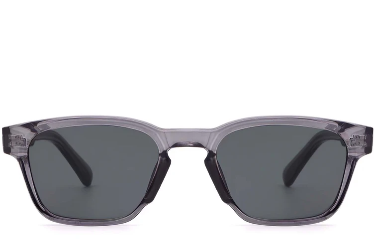 Rechteckige Sonnenbrille aus grauem Kunststoff #BS2503-0218