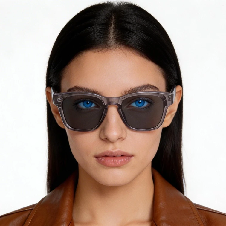 Rechteckige Sonnenbrille aus grauem Kunststoff #BS2503-0218