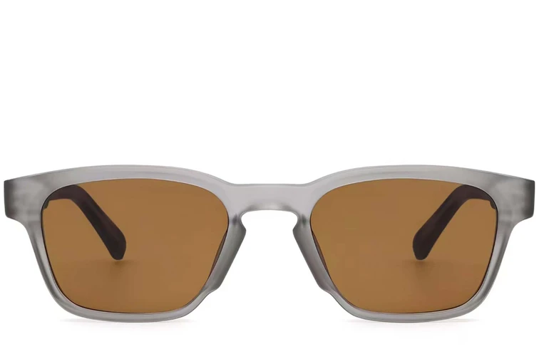 Rectangular Grey Plastic Sunglasses #BS2503-0219